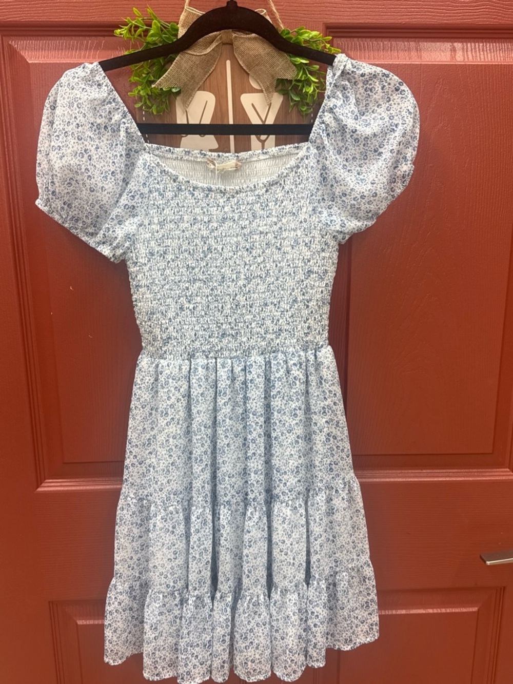 Girls' Altard Stare Light Blue Floral Smocked Dress